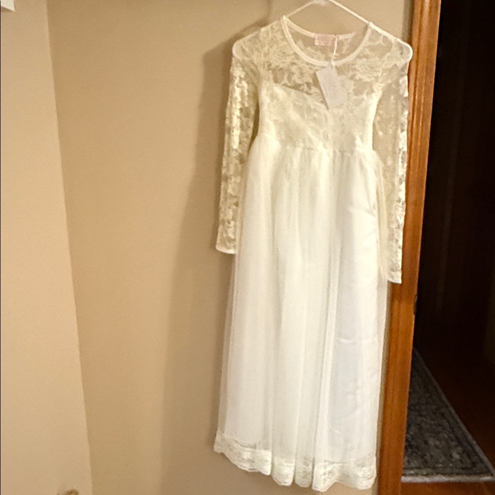 Elegant Lace Kids Formal Dress in Cream